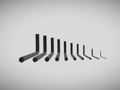 Allen Key Set 1 - 10 mm Dark Steel AR VR PBR Low-poly 3D model