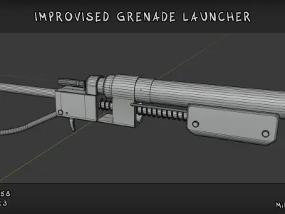 Improvised grenade launcher Low-poly 3D model