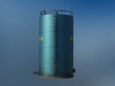 Industrial nitric acid storage tank 3D model