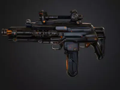 Futuristic Blaster 3D Model Low-poly 3D model