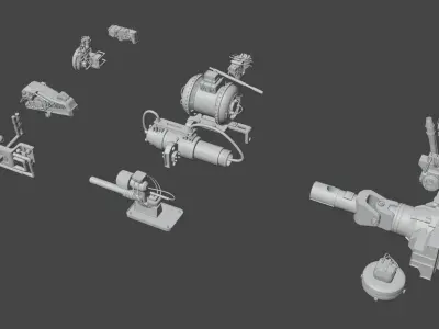 12 Mechanical Structures Kitbash 3D model