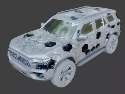 Realistic Sci-Fi Arctic Hex-Camo SUV 3d Low-poly 3D model