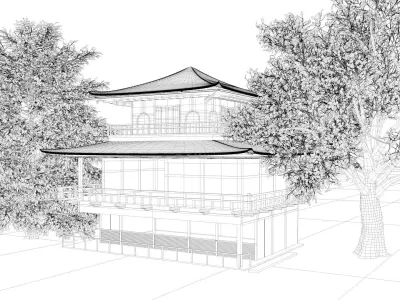 Japanese Kinkaku-ji temple  3D model