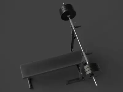 Barbell with Bench 3D model