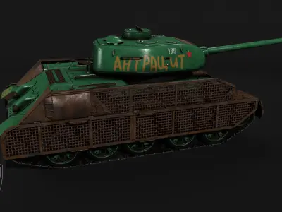 Soviet Medium Tank T-34-85 with S-53 gun Free low-poly 3D model