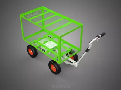 ELECTRIC DOUBLE TIERED BED TUB UTILITY TROLLEY WAGON CART GARDEN 3D model