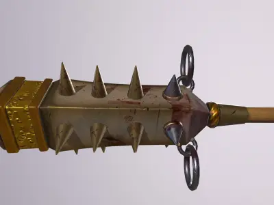 stick 2 sword with spikes Low-poly 3D model