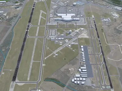 Austin Bergstrom Airport 8km Low-poly 3D model