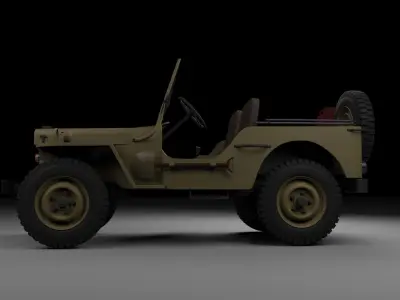 Willys military jeep 3D model purchase
