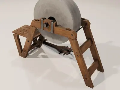Medevil grinding wheel Low-poly 3D model