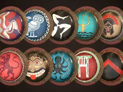 Hoplite Shield Collection 2 3D Model Pack