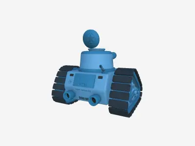 War Tank Cartoon A04 Blue - Military Vehicle Low-poly 3D model