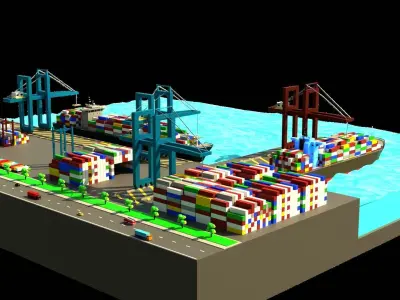 Ship port HT9 Low-poly 3D model