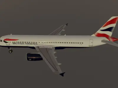 British Airways airbus a320-232 low poly 3D model Low-poly 3D model