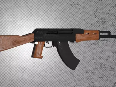 ak 47 and a steel wall 3D model
