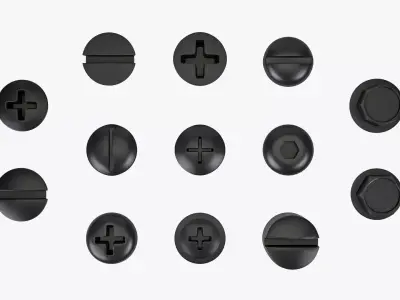 Screw Heads Collection 1 Low-poly 3D model