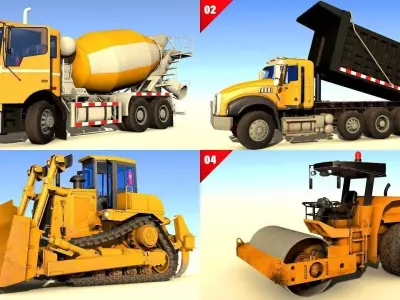 Vehicles pack  Low-poly 3D model