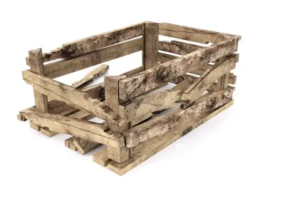 WOODEN BOX-DAMAGED Low-poly 3D model