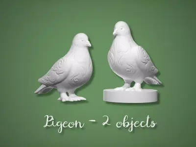 Pigeon Miniature  Dollhouse Garden Bird 2 Versions Free 3D print model