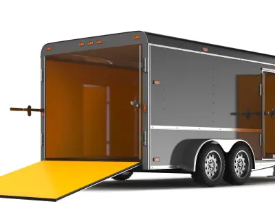 Detailed Cargo Trailer Open And Close 3D model