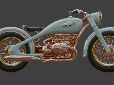 Luxury Jeweled Jade and Rose Gold Cruiser Low-poly 3D model