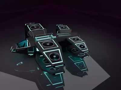 Sci Fi AirCraft Space Craft Low-poly 3D model