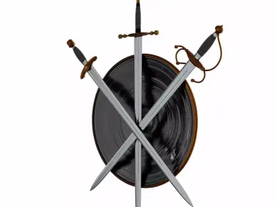 Weapon metal sword shield Low-poly 3D model