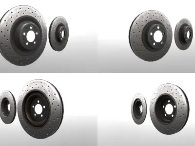 Dusty Brake Rotors x24 Free low-poly 3D model