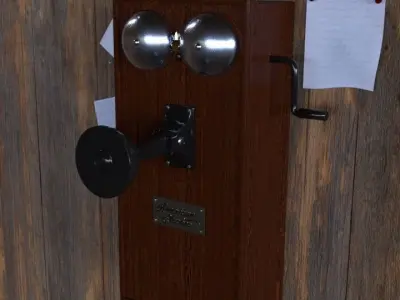 Antique crank phone 3D model