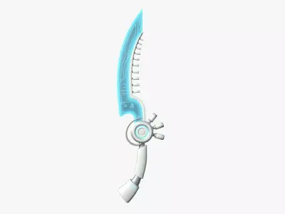 SciFi Dagger A02 White Blue - Sci Fi Weapon Design Low-poly 3D model