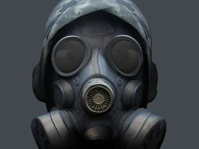 Gas mask helmet 3d model military combat Low-poly  Low-poly 3D model 2