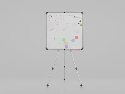 Customizable Metal Whiteboard with Stand - Square Writing Board Low-poly 3D model