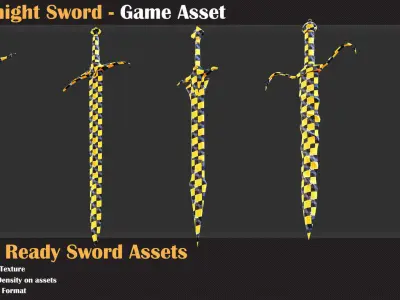 20 Knight Sword with Texture - Game Asset   3D model