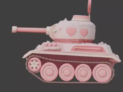 Stylized Valentine Battle Tank 3D Model Low-poly 3D model
