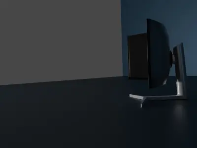 low poly Curved monitor Free 3D model