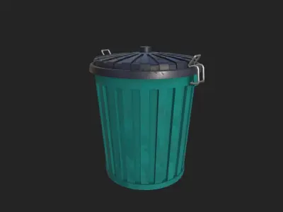 plastic trash bin  Low-poly 3D model