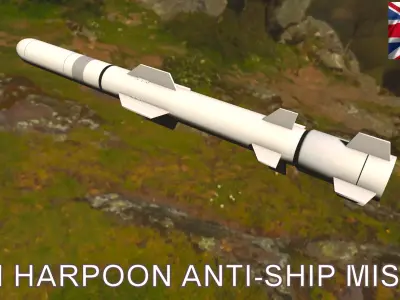 Harpoon Missile Low-poly 3D model