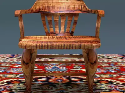 Antique Elm Wood Chair 3D model