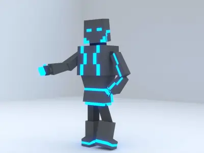 Blue Robot Rig 3D model
