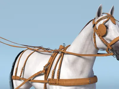 White Horse Single Driving Harness 3D model