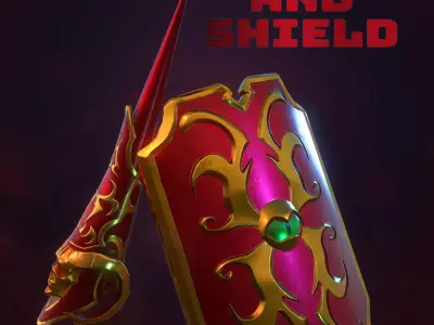 PBR Lance and Shield  Low-poly 3D model