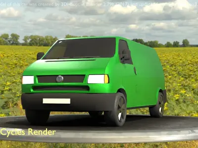 City Car 42 Commercial Transporter Type-C Green  Low-poly 3D model