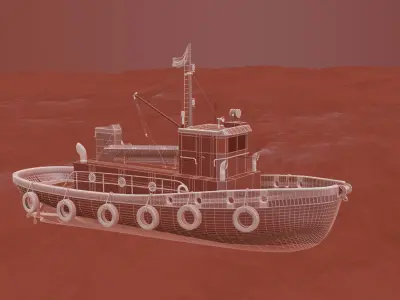 Tugboat tug boat in ocean 3D model