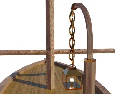 Old Wooden Boat Low-poly 3D model
