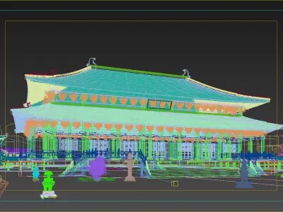 Ancient Asian Chinese city castle palace complex 3D model purchase