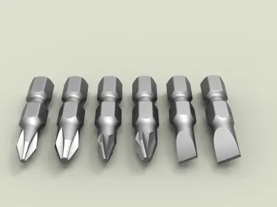 Screwdriver bit set 3D model purchase