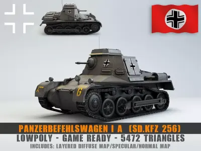 Low Poly  SdKfz 265 Panzerbefehlswagen I A Late Low-poly 3D model
