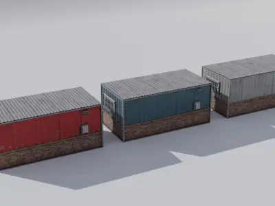 Small Utility Building Set 4K and 2K Low-poly 3D model