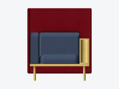 Sofa - Contemporary - Flame - Chair - Armrest Shelf - Right Low-poly 3D model