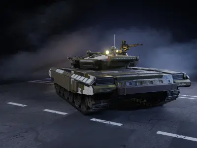 Ukrainian Tank T-72 in Pixel Camo - Game-ready Low-poly 3D model